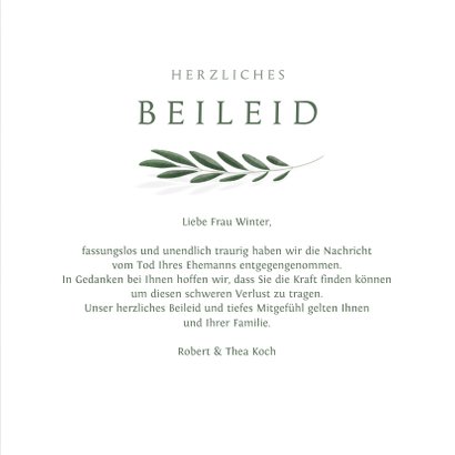 Beileidskarte schlichter Zweig 3