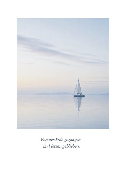 Beileidskarte Segelboot Rahmen blau Sonnenuntergang 2
