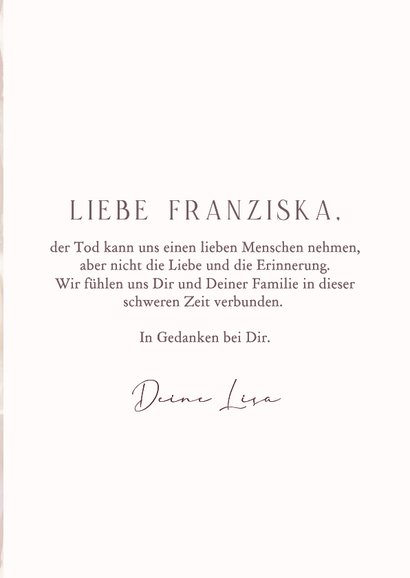 Beileidskarte weiße Rose schlichte Pastellfarben 3