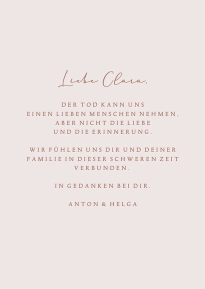 Beileidskarte Zweige in Altrosa 3