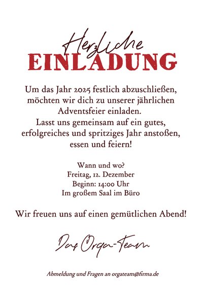 Betriebsfeier Einladungskarte Adventsfeier Glühweingläser 3