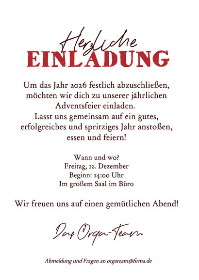 Betriebsfeier Einladungskarte Adventsfeier Glühweingläser 3