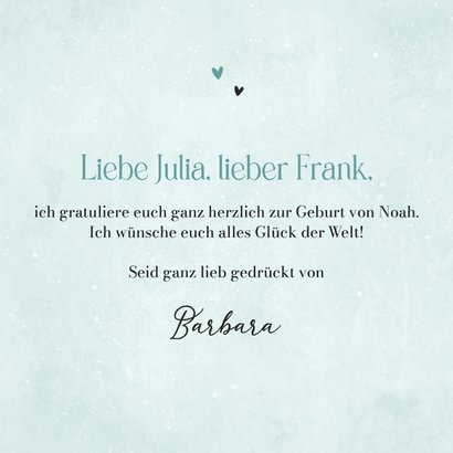 Blaue Karte Glückwunsch Geburt Hase mit Schlappohren 3