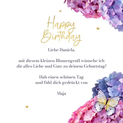 Blumengruß zum Geburtstag Hortensien & Schmetterlinge 3