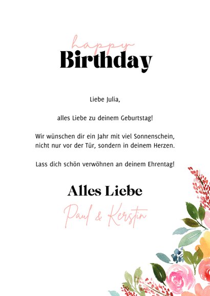 Blumenkarte 'Happy Birthday' 3