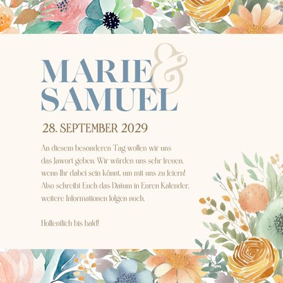 Blumige Save-The-Date-Karte Aquarelldesign 3