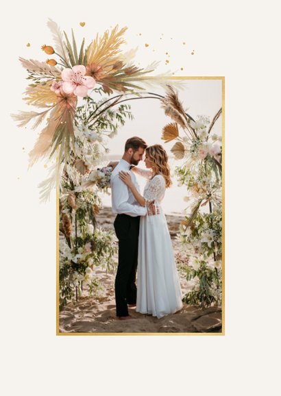 Boho-Dankeskarte Hochzeit Fotocollage Wandteppich Blumen 2