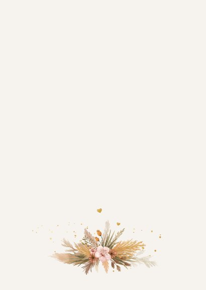 Boho-Dankeskarte Hochzeit Fotocollage Wandteppich Blumen Rückseite