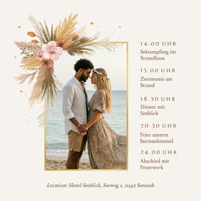 Boho-Einladungskarte Hochzeit Trockenblumen Deko 2