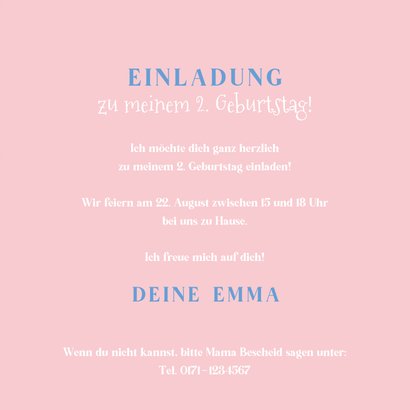 Bunte Sommer-Einladung 2. Kindergeburtstag mit Foto 3