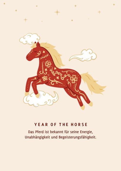 Chinesische Neujahrskarte Jahr des Feuer-Pferdes 2