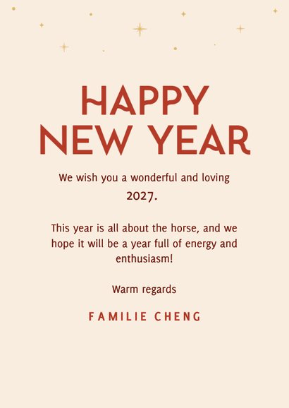 Chinesische Neujahrskarte Jahr des Feuer-Pferdes 3