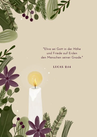 Christliche Weihnachtskarte 'Friede' mit Taube und Kerze 2