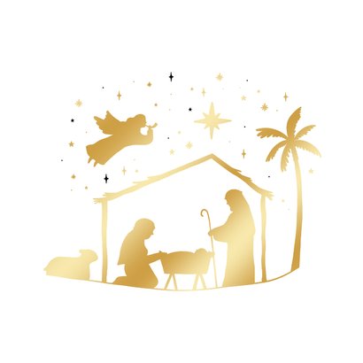 Christliche Weihnachtskarte Krippe schlicht & edel 2