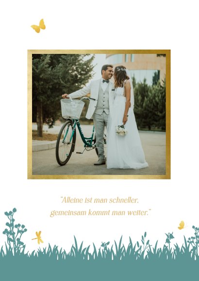 Dankeskarte Brautpaar Scherenschnitt Fahrrad 2
