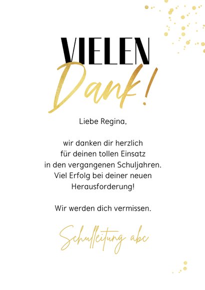 Dankeskarte 'Einsatz' Goldlook 3