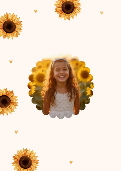 Dankeskarte Foto Sonnenblumen Herzchen Beige 2