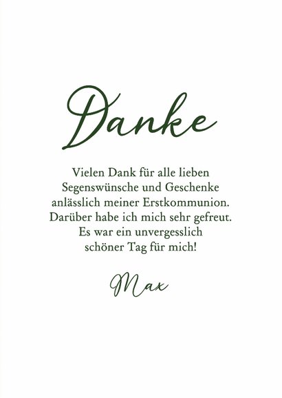 Dankeskarte Fotocollage Kommunion Eukalyptus auf Kraft 3