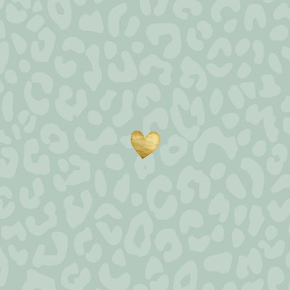 Dankeskarte Geburt Leopardenprint blaugrün Foto innen Rückseite