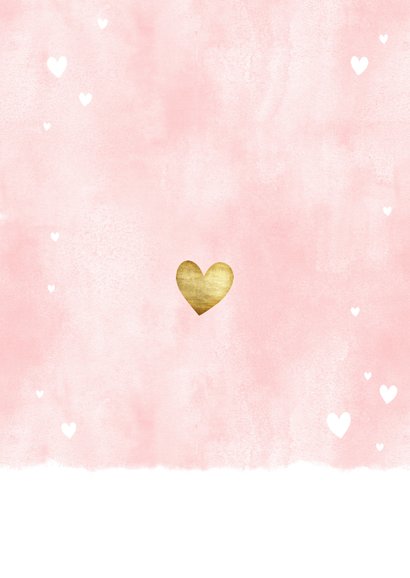 Dankeskarte Geburt rosa Fotos Aquarell mit Herzchen Rückseite