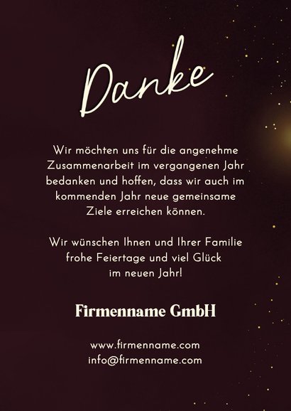 Dankeskarte geschäftlich Weihnachtskugel Logo 2026 3