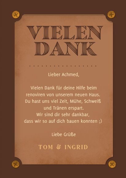 Dankeskarte Hilfe Renovierung Bauen Werkzeug 3