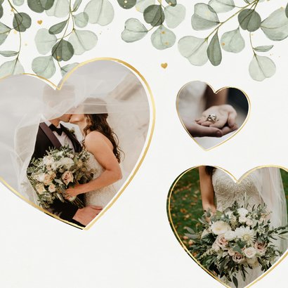 Dankeskarte Hochzeit Eukalyptuszweige, Foto & Gold 2