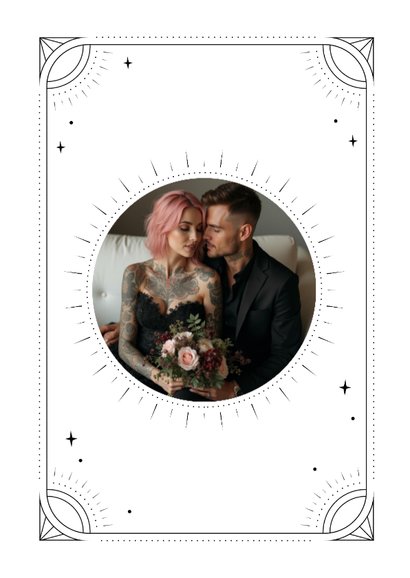 Dankeskarte Hochzeit mit Foto Retro Tattoo Stil 2