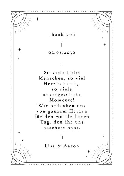 Dankeskarte Hochzeit mit Foto Retro Tattoo Stil 3
