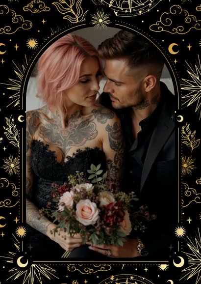 Dankeskarte Hochzeit Tattoo Astrologie mit Foto 2