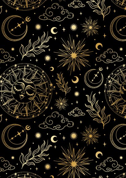 Dankeskarte Hochzeit Tattoo Astrologie mit Foto Rückseite