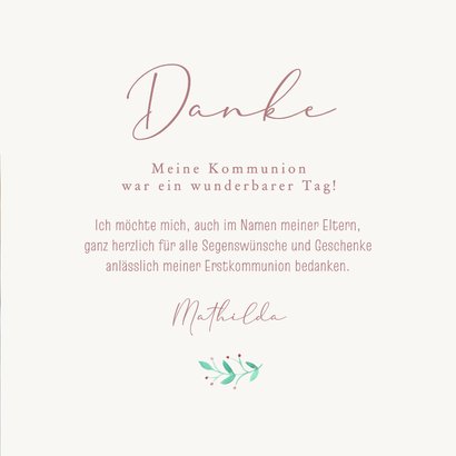 Dankeskarte Kommunionsfeier Fotocollage mit Zweig 3