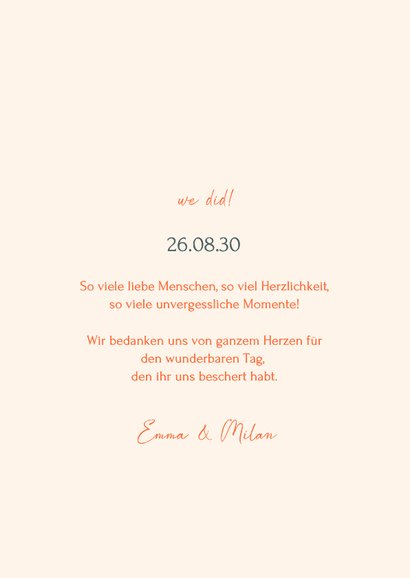 Dankeskarte mit Foto Sommerhochzeit Früchte Linienzeichnung 3