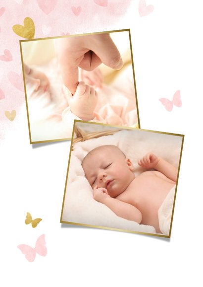 Dankeskarte Taufe rosa großer Bruder und kleine Schwester 2