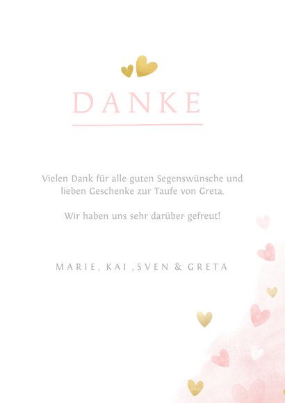 Dankeskarte Taufe rosa großer Bruder und kleine Schwester 3