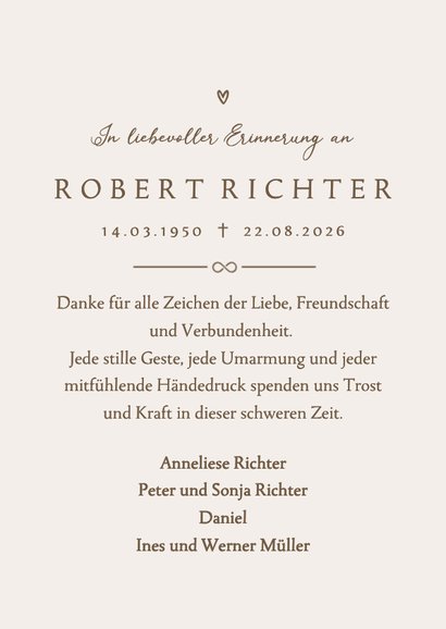 Dankeskarte Trauer Abschied Blume Linienzeichnung 3