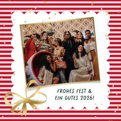 Dankeskarte Weihnachten Foto & Logo Geschenk gestreift 2