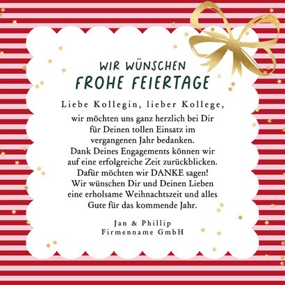Dankeskarte Weihnachten Foto & Logo Geschenk gestreift 3