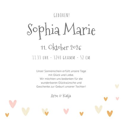 Dankeskarte zur Geburt eigenes Foto und Herzchenrahmen 3