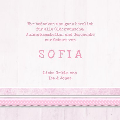 Dankeskarte zur Geburt Fotocollage rosa 3