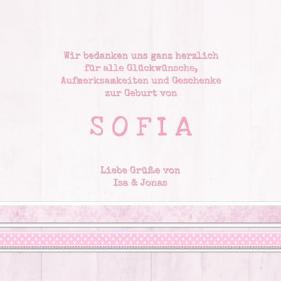 Dankeskarte zur Geburt Fotocollage rosa 3