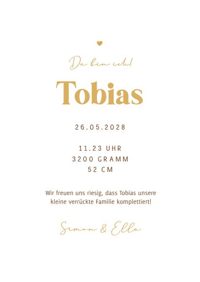 Dankeskarte zur Geburt Fotocollage & Initiale gold 3