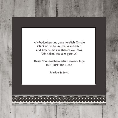 Dankeskarte zur Geburt Holzlook Herz mit Foto 3