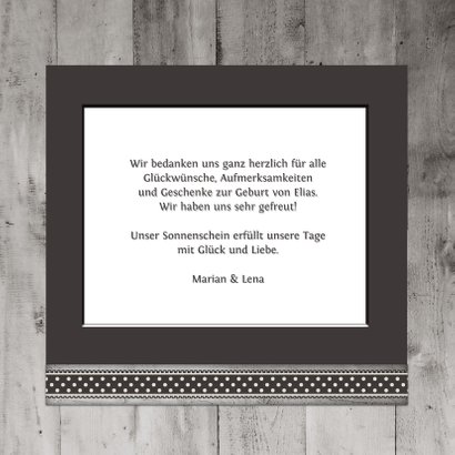 Dankeskarte zur Geburt Holzlook Herz mit Foto 3