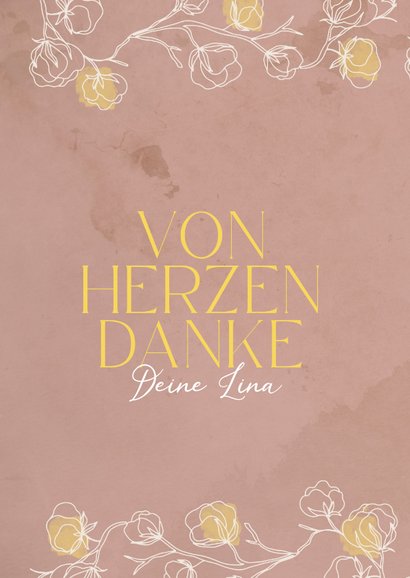 Dankeskarte zur heiligen Kommunion mit Rosen und Klecksen 2