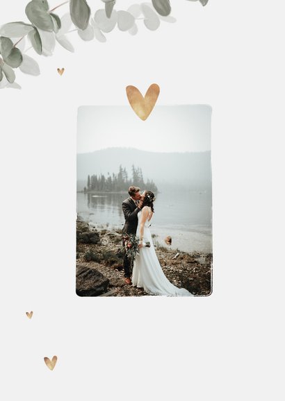 Dankeskarte zur Hochzeit Eukalyptusblatt mit Fotos 2