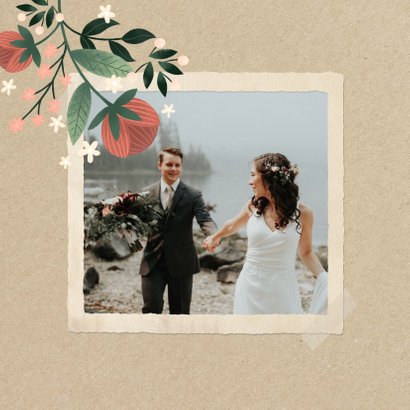 Dankeskarte zur Hochzeit mit Foto im botanischen Look  2