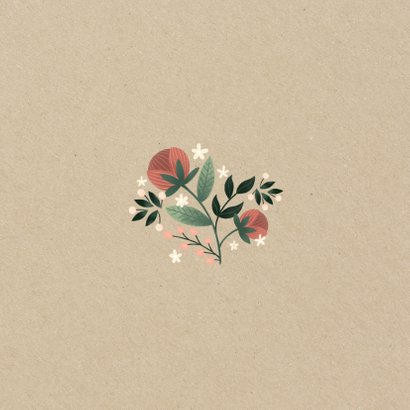 Dankeskarte zur Hochzeit mit Foto im botanischen Look Rückseite