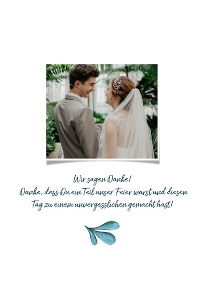 Dankeskarte zur Hochzeit mit Foto und gemalten Zweigen 3