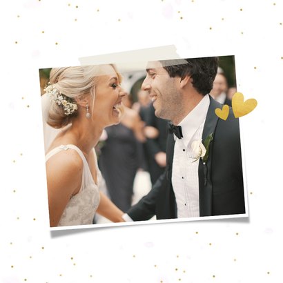 Dankeskarte zur Hochzeit mit Fotocollage und Herzen 2